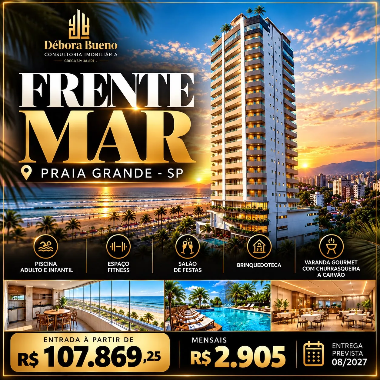 🌊✨ FRENTE MAR – 2 DORM, LAZER COMPLETO, ENTRADA DE R$ 107.869,25 ✨🌊