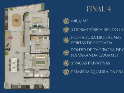 Apartamento em Praia Grande | 3 Dorm c/ Suíte | Entrada R$ 49,9 mil | Aviação