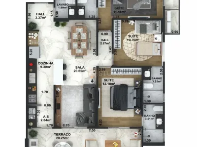 Apartamento em Praia Grande | 3 Dorm c/ Suíte | Entrada R$ 170 mil | Aviação