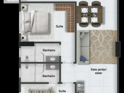 Apartamento em Praia Grande | 2 Dorm c/ Suíte | Entrada R$ 49,4 mil | Aviação