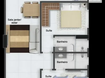 Apartamento em Praia Grande | 2 Dorm c/ Suíte | Entrada R$ 49,4 mil | Aviação