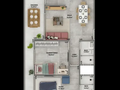 Apartamento em Praia Grande | 2 Dorm c/ Suíte | Entrada R$ 33,6 mil | Boqueirão
