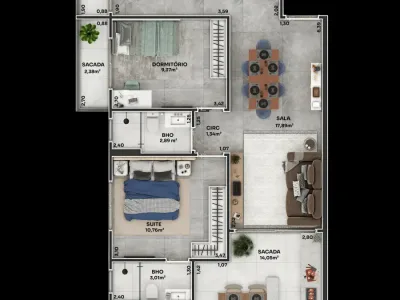 Apartamento em Praia Grande | 2 Dorm c/ Suíte | Entrada R$ 33,6 mil | Boqueirão