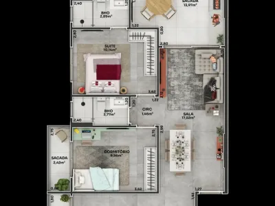 Apartamento em Praia Grande | 2 Dorm c/ Suíte | Entrada R$ 33,6 mil | Boqueirão