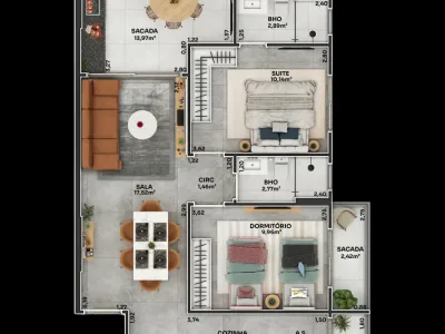 Apartamento em Praia Grande | 2 Dorm c/ Suíte | Entrada R$ 33,6 mil | Boqueirão