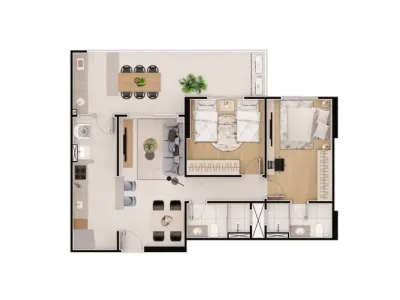 Apartamento em Praia Grande | 2 Dorm | Entrada R$ 249,6 mil | Caiçara | Lazer Completo