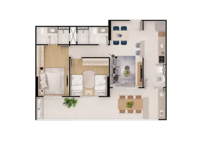 Apartamento em Praia Grande | 2 Dorm | Entrada R$ 249,6 mil | Caiçara | Lazer Completo