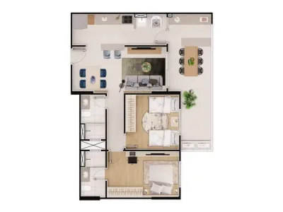 Apartamento em Praia Grande | 2 Dorm | Entrada R$ 249,6 mil | Caiçara | Lazer Completo