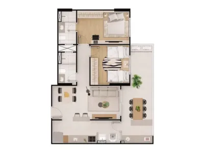 Apartamento em Praia Grande | 3 Dorm | Entrada R$ 353,2 mil | Caiçara | Lazer Completo