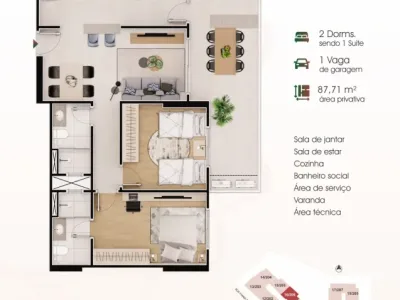 Apartamento em Praia Grande | 3 Dorm | Entrada R$ 353,2 mil | Caiçara | Lazer Completo