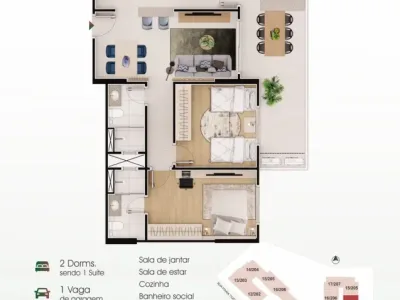 Apartamento em Praia Grande | 3 Dorm | Entrada R$ 353,2 mil | Caiçara | Lazer Completo