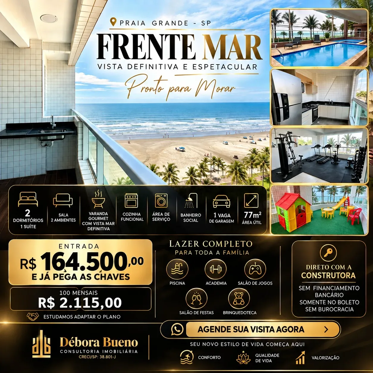 Apartamento em Praia Grande | 2 Dorm c/ Suíte | Entrada R$ 164,5 mil | Flórida