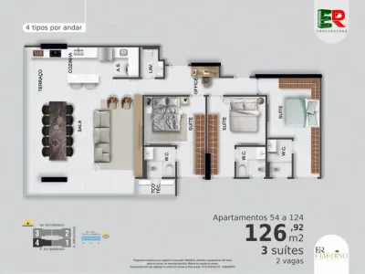 Apartamento em Praia Grande | 3 Dorm c/ Suíte | Entrada R$ 403 mil | Canto do Forte