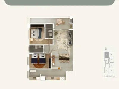 Apartamento em Praia Grande | 2 Dorm c/ Suíte | Entrada R$ 60 mil | Guilhermina