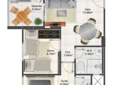 Apartamento em Praia Grande | 2 Dorm c/ Suíte | Ato R$ 63,1 mil | Maracanã