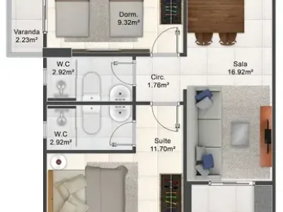 Apartamento em Praia Grande | 2 Dorm c/ Suíte | Ato R$ 63,1 mil | Maracanã