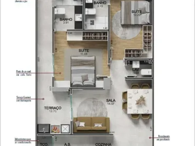 Apartamento em Praia Grande | 2 Dorm c/ Suíte | Entrada R$ 228 mil | Vilamar