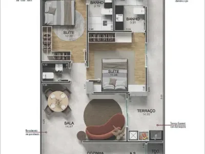 Apartamento em Praia Grande | 2 Dorm c/ Suíte | Entrada R$ 228 mil | Vilamar