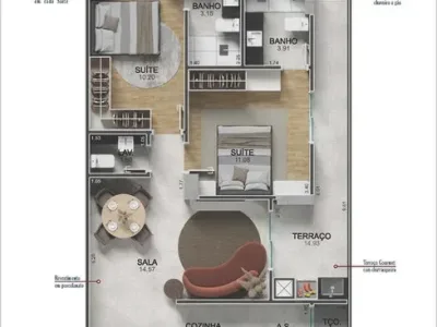 Apartamento em Praia Grande | 2 Dorm c/ Suíte | Entrada R$ 228 mil | Vilamar