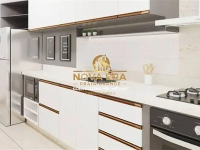 PERTINHO DA PRAIA !! AMPLA VARANDA GOURMET COM VISTA MAR NA AVIAÇÃO SÓ 375 MIL
