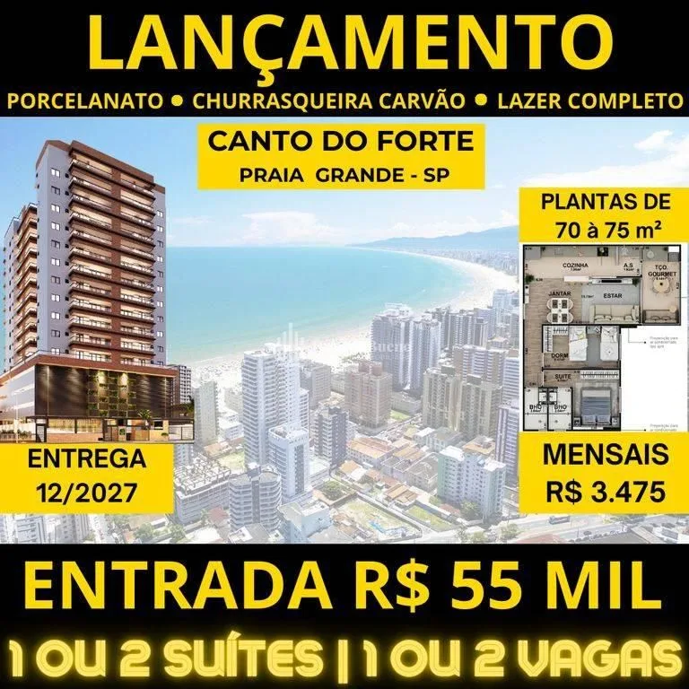 Apartamento 2 dormitórios no Canto do Forte, Praia Grande - foto 1