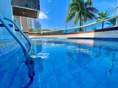 Frente Mar Vista Mar,1dorm MOBILIADO,1vaga,sacada e lazer,ACEITA BANCO APENAS R$410MIL
