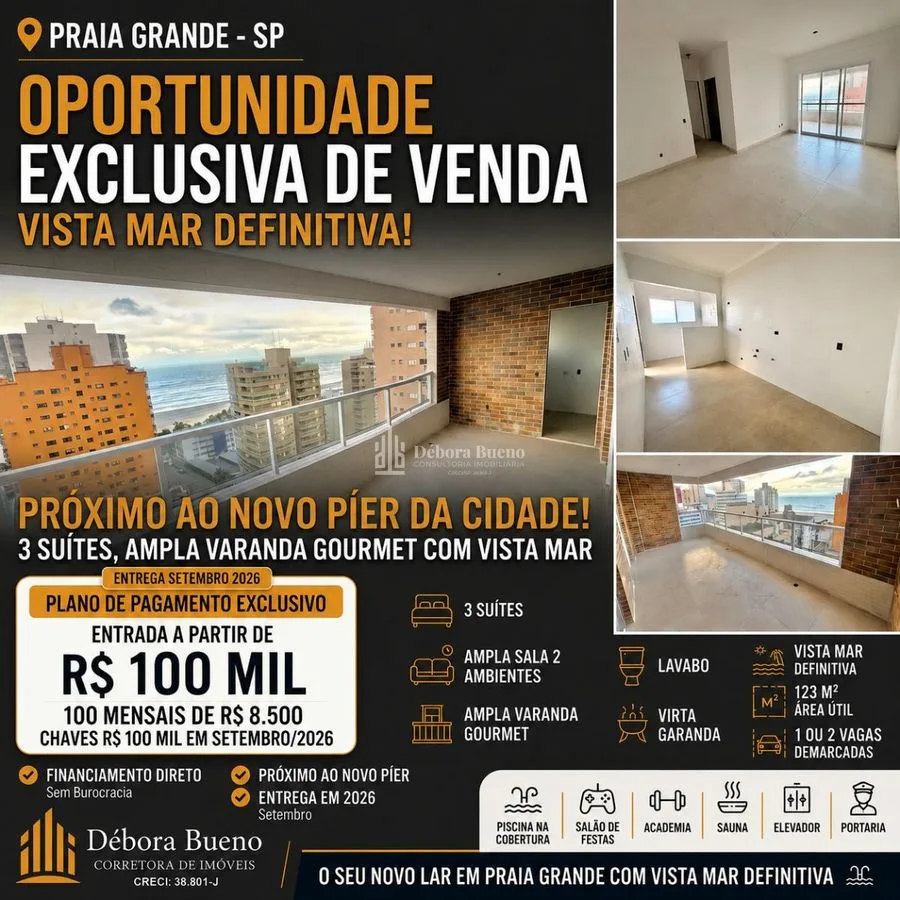 Apartamento 3 dormitórios na Aviação, Praia Grande