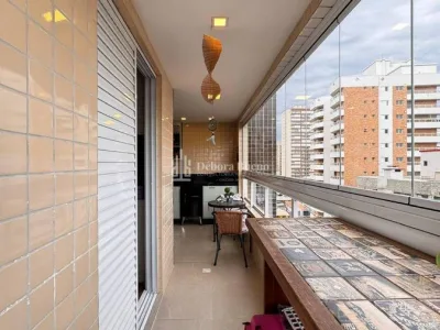Apartamento Vista Mar, 2 dorm sendo os dois suíte, lazer completo, sacada gourmet, ar-condicionado, semi-mobiliado