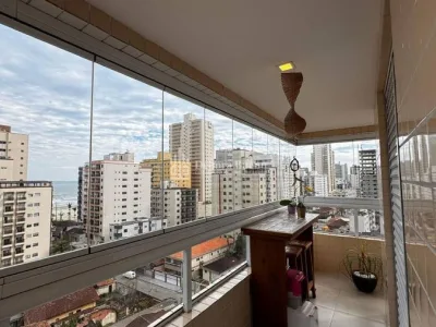 Apartamento Vista Mar, 2 dorm sendo os dois suíte, lazer completo, sacada gourmet, ar-condicionado, semi-mobiliado