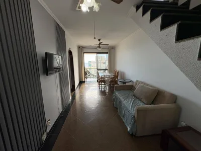 COBERTURA DUPLEX VISTA MAR !!! GUILHERMINA 3 DORMITORIOS 2 VAGAS DEMARCADAS MOBILIADO