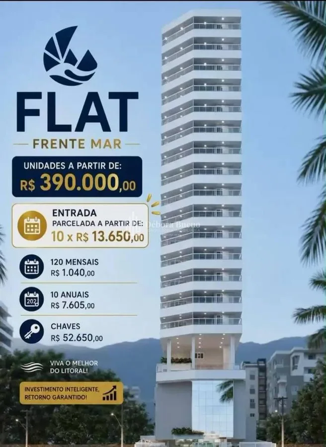 Flat 1 dormitório no Caiçara, Praia Grande